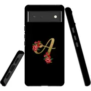 For Google Pixel 6 Case, Shielding Back Cover,Embellished Letter A
