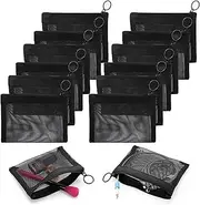 Black Small Zipper Pouch Mesh Mini Cosmetic Bag Coin Purse Bulk Mesh Coin Pouch Organizer for Women Travel Home, 5 x 4 Inch, black