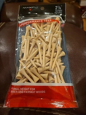 Maxfli 100 Performance Golf Tees 2 1/8" Wooden Tees - White