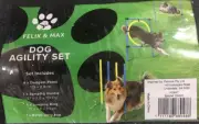 DOG AGILITY SET KIT BY FELIX & MAX 1.1m DODGEM POLES HURDLE & RING PET TRAINING