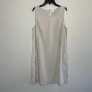 J.CREW Mini Dress Women 8 Beige Linen Blend NEW Sleeveless Shift Pockets CA406