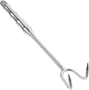 Amosfun Stainless Steel Meat Hook Reusable BBQ Food Flipper Creative Food Hook for Picnic Barbecue Heavy Duty Easy to Clean Lightweight Design for Roasting