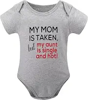 [WOOYONGING] Mom Is Taken But My Aunt Is Single And Hot Newborn First Outfit Hospital Girl Short Sleeve Unisex Onesie White Gir