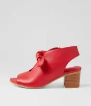 New Django & Juliette Banana Red Leather Sandals Womens Shoes Casual