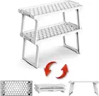 Kitchen Cabinet Shelf Organizers, White Plastic Stackable Freezer Rack, Shelf Ri