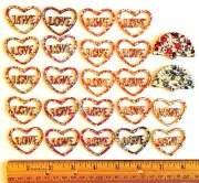 Flatback Embellishments - Assorted Hearts & Fans - 24 Pieces (Wooden Pieces)