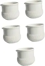 Amosfun 5pcs Mini Ceramic Milk Pitcher Creamer Container Espresso Cup Latte Carafe for Honey Sauce Coffee Pourer Tea Jug for Baby Gravy and Cream