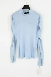 7 For All Mankind Sheer Loose Rayon Blouse Light Blue Women's Size Medium NWT