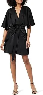 [The Drop] Women's Estelle Deep V-Neck Front-Tie Mini Dress