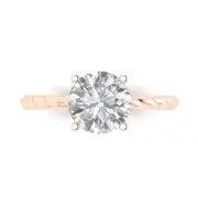 Solitaire Engagement Ring - Rose Gold, 2ct Round Cut Simulated Diamond