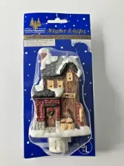 Chrismas Village Night Light Handpainted Porcelain Plug-In Holiday Expressions