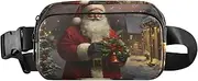 [XYMZR] Santa Bell Christmas Tree Fanny Pack Hip Bag Belt Bag for Women Man Fashion Waist Pack Water-repellent Crossbody Bag for Halloween Costumes Running Hiking Jogging Travel Sport, Multi-colored