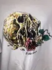 NEW DGK T-Shirt 2XL White Skull Rose Til the Grave Dirty Ghetto Kids Skate