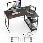 Costway Small L-Shaped Corner Desk Computer Desk w/Reversible Storage Shelves Gaming Desk Gray