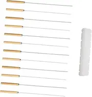 Mipcase 1 Set Stainless Steel Grilling Skewers for Barbecue Includes and Flat Skewers with Comfortable Handles for Meat and Vegetable Skewering at Camping and Outdoor Grills