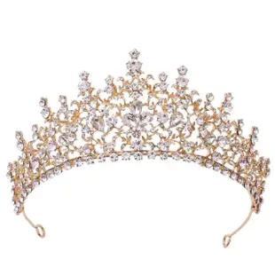 【Jpqueen】歐式宴會新娘水鑽搭配頭飾皇冠(2色可選)
