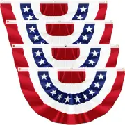 4Pack 3X6 FT American Pleated Fan Flag, USA Patriotic Half Fan Bunting Flag, 4Th