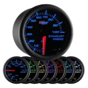 GlowShift Black 7 Color 100 PSI Exhaust Pressure Gauge GS-C723_100