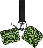 [GuoChe] Dual Wristlet Wallets for Women Happy Halloween Green Cartoon Minimalist Wristlet Wallet Key Holder with Wristle Strap for Men Women 2 Packs, Happy Halloween111, 4.13" x 3.51" & 4.13" x 4.13", Retro