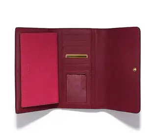 Coco小舖COACH 50155 CHECKBOOK WALLET SAFFIANO IN LEATHER深紅支票長夾