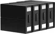 SOTTORICH 4 Pack Bed Sheet Organizer and Storage - Foldable Linen Closet Container for Bedding, Duvet Covers, Clothes, Blankets, and Pillowcases with Handle, Window (Black)