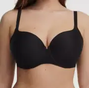 Chantelle Women's Black Norah Open Neck T-Shirt Underwire Bra Size 32DD