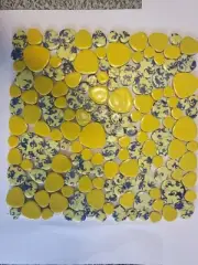 yellow mosaic indoor or outdoor tiles pebble floral