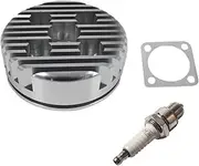 CNC Cylinder Head & Spark Plug for Racing 66cc/80cc Engine (Silver)