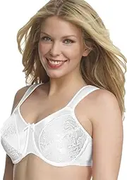 [Bali] Satin Tracings Underwire Minimizer Bra - White - 36DD