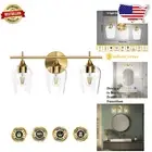 3-Light Wall Mount Vanity Light - Art Deco Brass Fixture for Bathrooms