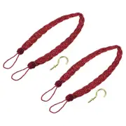 2Pcs 23" Curtain Tiebacks Braid Drapery Holdback Holder with Hooks Red