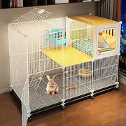 Indoor Rabbit Hutch, Rabbit Cage, Bunny House, with Rabbit Nest Area, Ventilation Baffle, Encrypted Iron Network, No Foot Stuck(105x45x80cm)