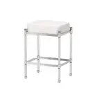 Chrome Bath Vanity Stool 14.25x19.5 in Armless Cushion Makeup Seat
