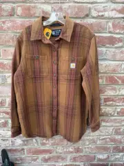 NWT Carhartt Women's Loose Fit Heavyweight Shirt Jacket Shacket Plaid Medium
