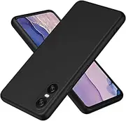 [Jarttarn] Case Compatible with Liquid Silicone Sony Xperia 10 VI with Microfiber Lining Flexible Ultra Slim Fit Thin Back Cover Shockproof Protective Phone Case (Black)