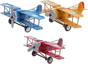 Retro Metal Fighter Plane Model Ornament Mini Vintage Airplane Kit for Decor Boys and Girls Toy