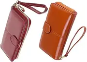 [VERDANVERSE] Small Wallet Oil Wax Leather Lady Purse Portable Compact Wallet for Travel Student
