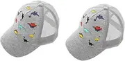 [BESTYASH] 2pcs Dinosaur Peaked Cap Sun Hat Sun Hat Cap Boy Sunscreen Silk Bonnet Little Silk Bonnet for Sleeping Beanie Grey Polyester