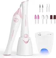 TOUCHBeauty Electric Nail File Drill with 10pcs Nail Bits for Natural Nails, Manicure Pedicure Set with UV Light Stand, Nail Buffer Drill Polisher Fingernails Toenails Care Set Pink Color