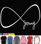 Funny T-shirts Forever Young eternity designs prints Aussie Store Size Charts