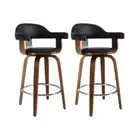 2 Pcs Bar Stools Wooden Swivel Kitchen Dining Chair Black