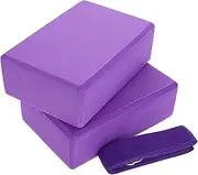 DECOMELODY 3Pcs Yoga Block Set with Strap Lightweight Eva Foam Yoga Blocks and Stretching Straps for Enhanced Flexibility and Support Poses for Beginners and All Fitness