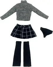 Perfeclan 1/6 Long Sleeve Top and Skirt with Socks Casual Cosplay Stylish Pullover Outfit for 12'' inch Woman Figures Costume Accessory