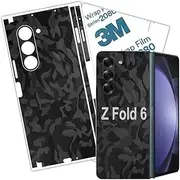 Z Fold 6 Skin Wrap 3M Film Camo Protective Back Glass Samsung Galaxy Z Fold 6 Skin Black Camo (Black Camo)