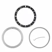Steel Bezel, Insert, Retaining Ring For Rolex GMT 16708, 16713, 16718 Black