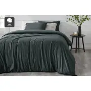 Aesop Stone Wash 100% Cotton Quilt Cover Set - Charcoal, King - King