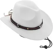 [PACKOVE] Classic Wide Brim Cowboy Hat for Men and Women Retro British Style Suitable for Outdoor Parties Sun and Jazz Performances Comfortable and Warm Material