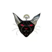 CREEPY Cat Suncatcher Stained Glass Cat Wall Hanging Halloween Decor