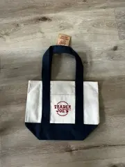 BRAND NEW TRADER JOES CANVAS MINI TOTE BAG BLUE COLOR - IN HAND READY TO SHIP!
