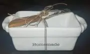 Mud Pie "HOMEMADE" Mini Ceramic Loaf Pan w/Spreader *NEW*